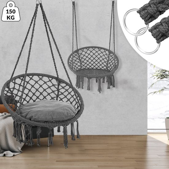 Detex Hangstoel 2 Kussens - Belastbaar tot 150kg Ø 60 cm - Antraciet