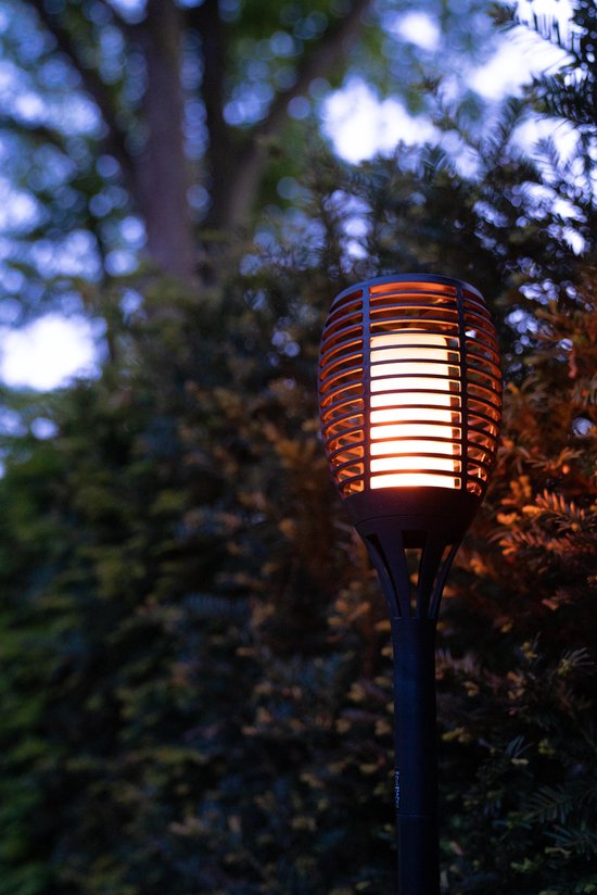 FlinQ Torch - Solar Tuinfakkels - Tuinverlichting op zonne-energie - Solar tuinverlichting - Tuinlantaarns - Padverlichting - 2-pack - Zwart