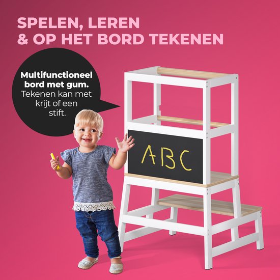Spielwerk Leertoren - Vanaf 2 Jaar Krijtbord Tot 100kg - Grenen Wit