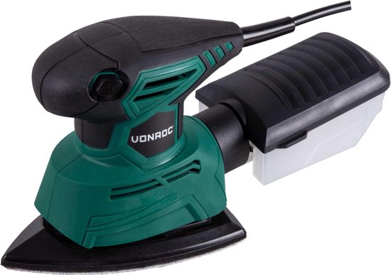 VONROC Multischuurmachine – Incl. Stofopvangbox & Schuurpapier – 130 W – Zwart