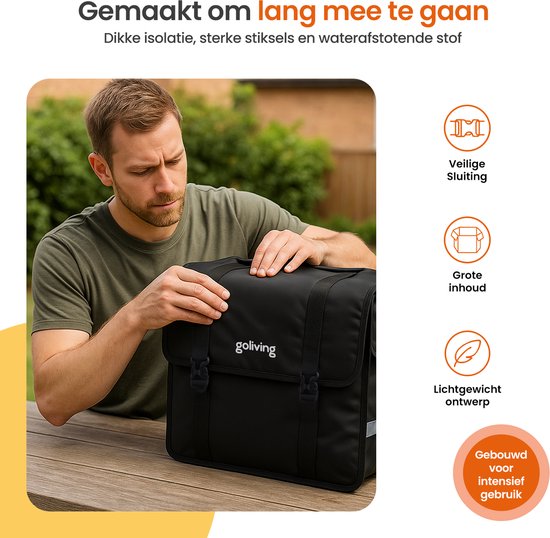 Goliving Fietstas 45 Liter - Dubbele Fietstassen - Waterdicht - Met Reflectoren - Elektrische Fietsen - Zwart