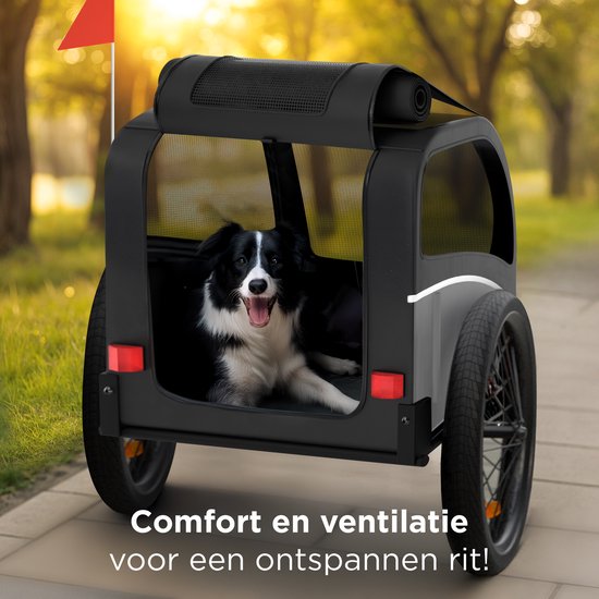 Trevopet® Hondenfietskar - Opvouwbare Fietskar Hond - Hondenkar - Geschikt voor E-Bikes - Tot 40 kg - Voor Middelgrote & Grote Honden - Zwart