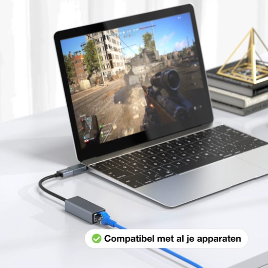 Skoov Ethernet Adapter USB C kabel - USB C naar Ethernet - Internet - Netwerk adapter - 1000 Mbps - Gigabit