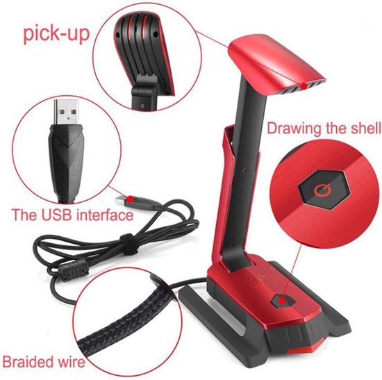 Kotion Each USB Microfoon voor PC - Met lamp functie en Headset standaard