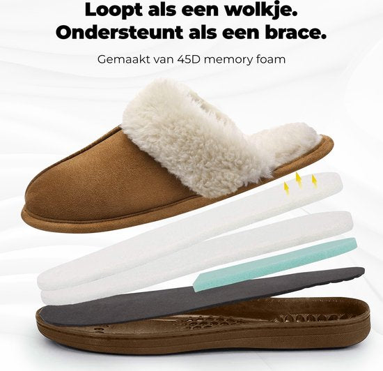 Pantoffels Dames - Sloffen - Maat 40/41 - Chestnut - Anti-slip - Comfeet
