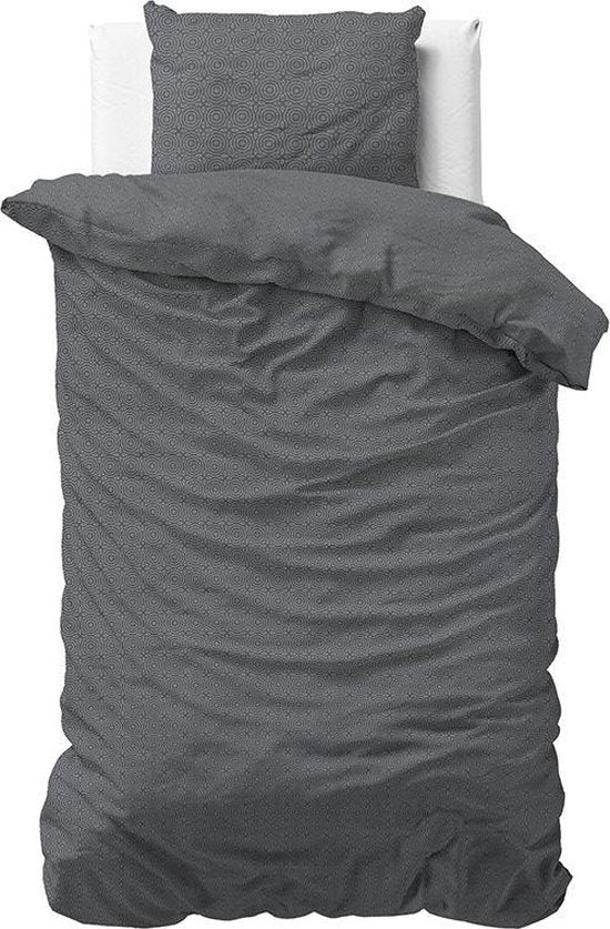 Sleeptime Flanel Jason - Dekbedovertrek - Eenpersoons - 140x200/220 + 1 kussensloop 60x70 - Antraciet