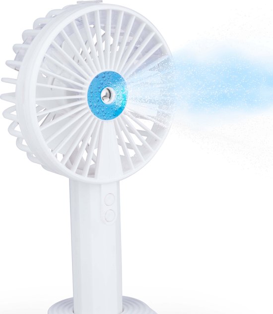 Lifetime Air Handventilator - USB Ventilator met Waternevel - 1200 mAh - Mini Ventilator met Waterspray - Wit