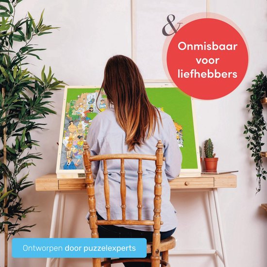 Diydash - Verstelbaar Puzzelbord & Puzzelplaat - Voor 1000 stukjes - Met Afschermplaat - Ergonomisch Design - Bruin Hout