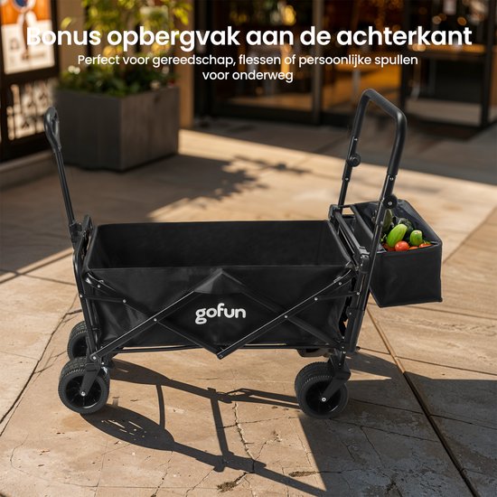 Gofun Bolderkar XXL - 150KG Draagvermogen - 150L Inhoud - Opvouwbaar - 360° Draaibare Wielen - Bolderwagen Met Duwstang - 83 x 44 x 26 cm - Zwart