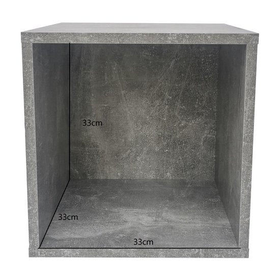 LP vinyl opbergkast kubus - platenkast - multifunctioneel opbergsysteem - grijs beton look