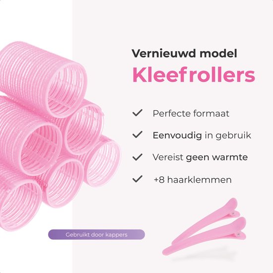 Krulspelden - 12 pack - Incl. 8 klemmen - Kleefrollers - Zelfklevend - Heatless Curls - Haar - Rollers - Hair curler - Krullen zonder hitte - Groot