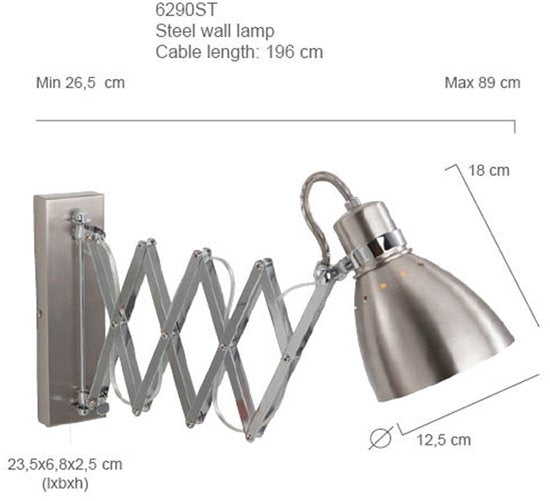 Wandlamp Steinhauer Spring - Staal