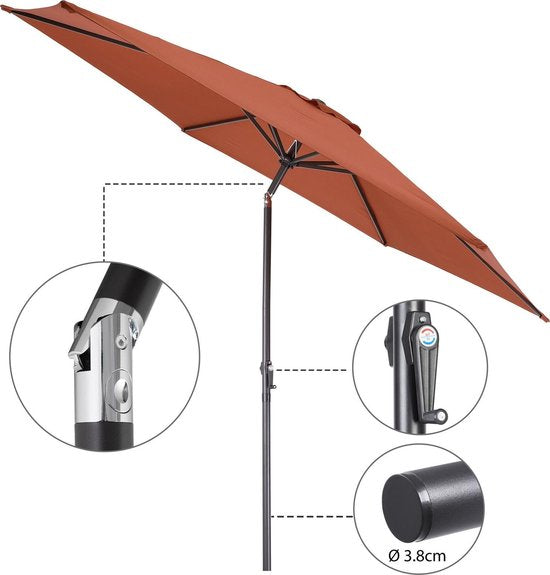 Kingsleeve Parasol Tahitit Ø300cm – Slinger & Kantelbaar - Terracotta
