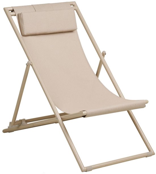 Cille strandstoel 4-positie rugleuning taupe