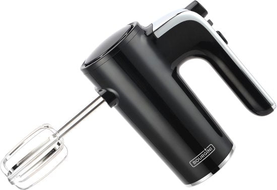 Bourgini Retro Handmixer - 5 snelheden en turbofunctie - RVS deeghaken en gardes - Zwart