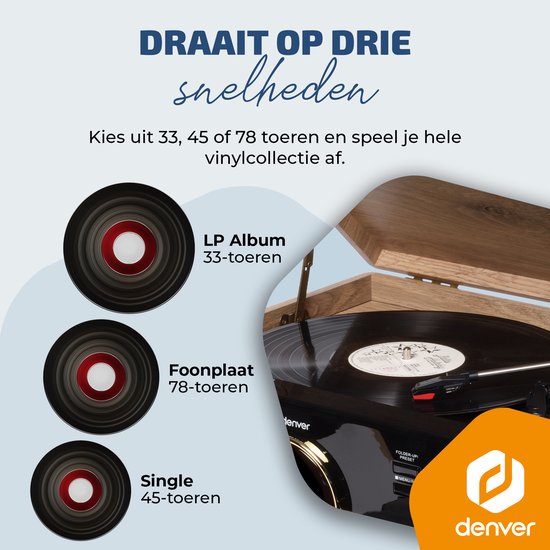 Denver Retro Platenspeler - Radio - CD - Cassette - Bluetooth - Auto stop - MRD180