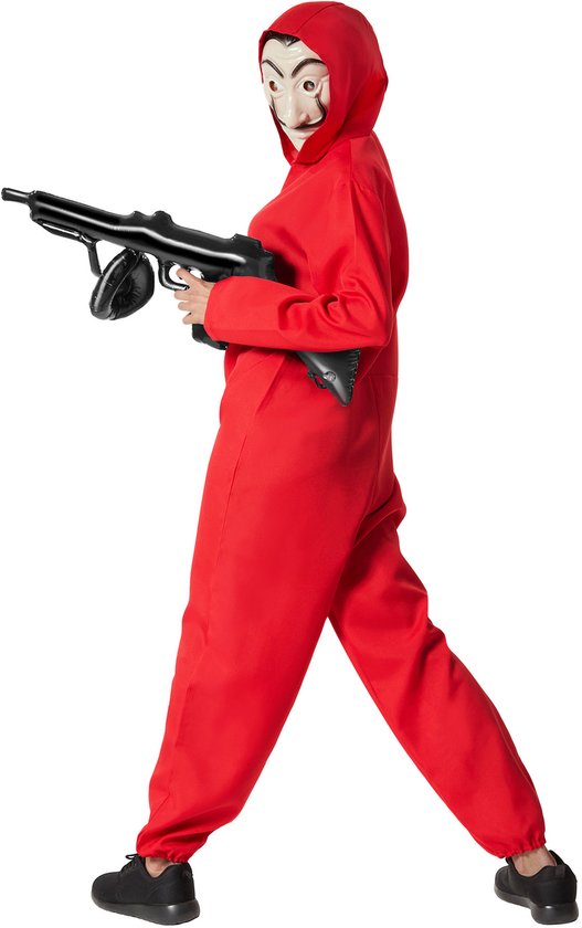 Dressforfun La Casa de Papel - Money Heist - unisexkostuum gemaskerde bankovervallers - M - Verkleedkleding carnaval - Halloween - Verkleden - Feestkleding - Carnavalskleding - Feest - Partykleding