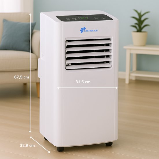 Lifetime Air Mobiele Airco - Airconditioning, Luchtontvochtiger en Ventilator - Luchtkoeler met Afvoerslang - Aircooler 65dB - Air Conditioner tot 40m3 - Afstandsbediening en Timer - 8.000 BTU