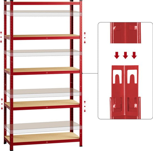 Monzana Stellingkast Metaal - incl. 5 MDF planken - tot 875kg \\u2013 Rood