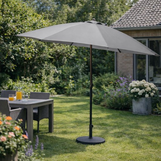 Pro Garden Tuinparasol Menorca - D230 cm - grijs - zonwering - parasol - met hoes