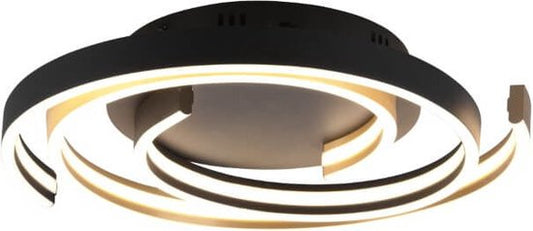 Caya Dimbare Plafondlamp 58W – Voorzien Van Instelbare Kleurtemperatuur 2300-4000K En 6800 Lumen En Modern Design – Voor Woonkamer En Slaapkamer – Goud Met Zwart Metaal – 50 x 9 cm