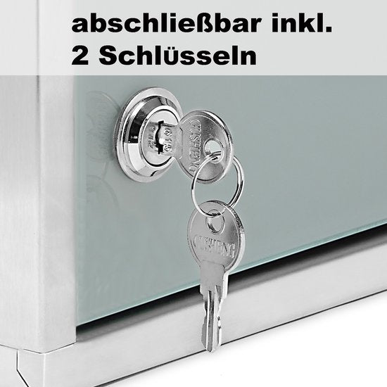 Monzana - Medicijnkastje met Slot - Zilver - RVS - 48,5cm x 25cm x 12cm