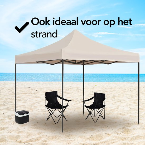 Brixy Partytent - Paviljoen - Easy Up - Opvouwbaar - Waterdicht - Met Draagtas - 300 x 300 cm – Crème