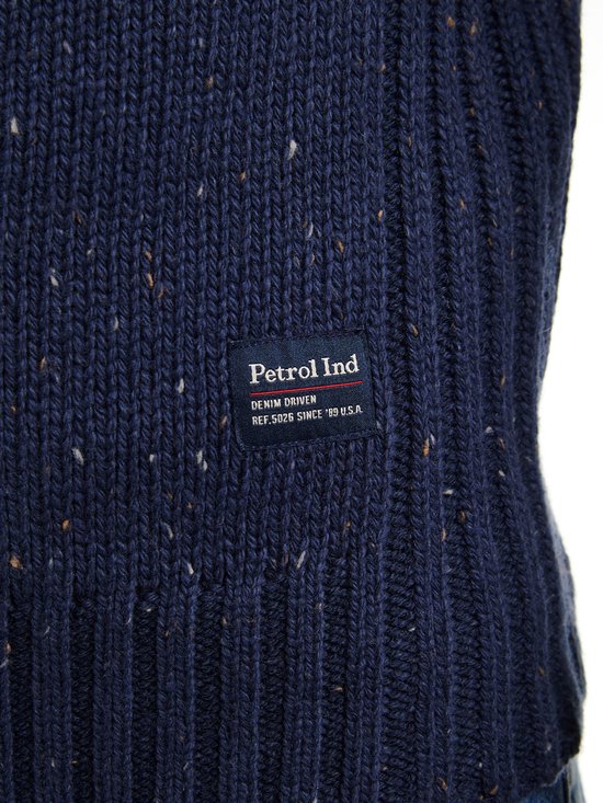 Petrol Industries - Heren Gebreide Half-Zip Trui Denver - Blauw - Maat L