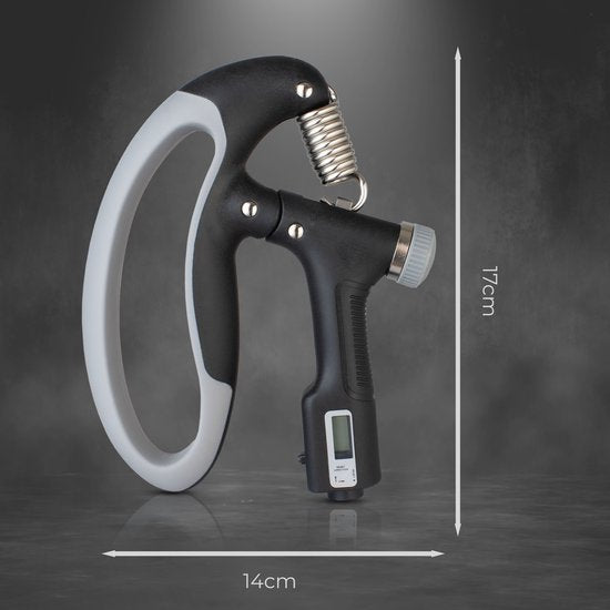 Verstelbare Handtrainer - 10 tot 100 KG - Digitale Teller - Handknijper Fitness - Vinger / Onderarm - Grip Trainer - Zwart