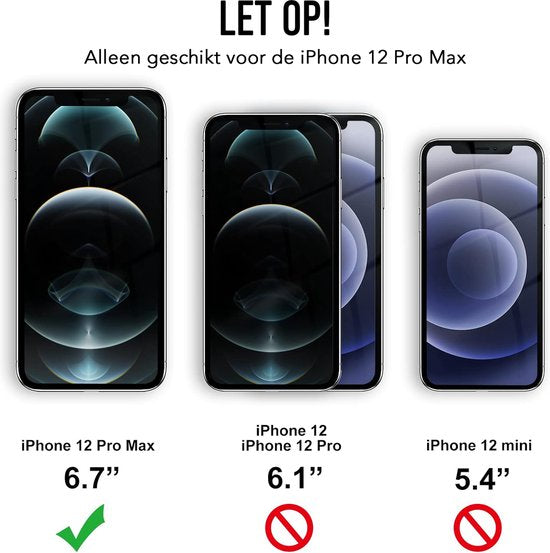Podec Telefoonhoesje Zwart Geschikt voor iPhone 12 pro max Hoesje En Screenprotector Beschermglas