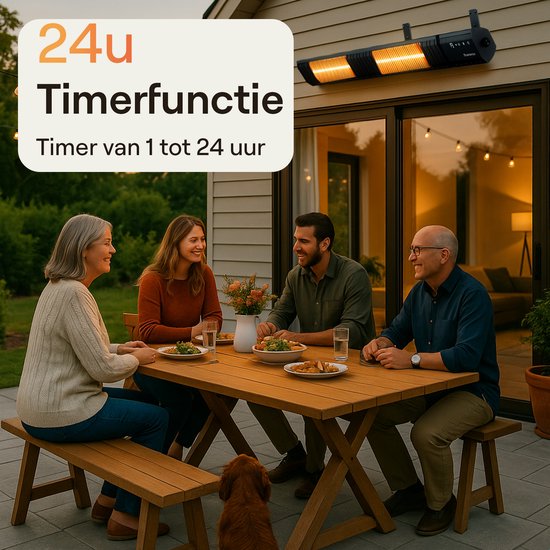 Flowsense Heater - Terrasverwarmers 3000W - Elektrisch Hangend - Infrarood Verwarming - Voor 35m2 ruimtes - Binnen & Buiten - Incl. Afstandsbediening