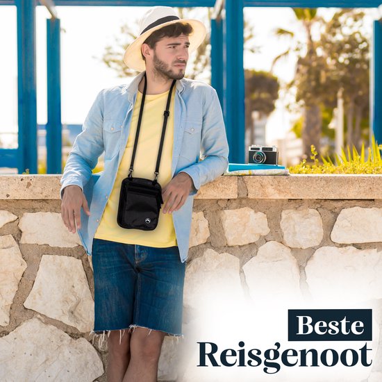 Groene Berg Nektasje met RFID – Paspoorthouder & Reisportemonnee – Anti-Diefstal Travel Wallet – Zwart