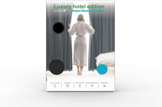 Larson - Luxe Hotel Serie Blackout Gordijn - Visgraat motief - Haken - Donker taupe - 300 x 250 cm - Verduisterend & kant en klaar