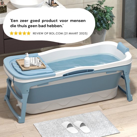 Livista® - Opvouwbaar Bad - Blauw - 143 cm - Inklapbaar - Bath Bucket - Met Onderwater LED, Kussen en Tas - 1 jaar garantie