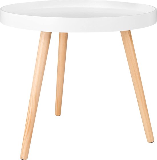 Rootz Bijzettafel - Koffiestandaard - Nachtkastje - Woonkameraccent - Loungestandaard - Bijzettafel - Wit - 50 x 44 cm (ø x H)