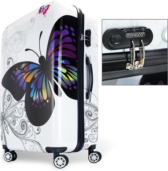 Monzana Hardcase Koffer Vlinder - Groot - 66 L 68x43x27cm