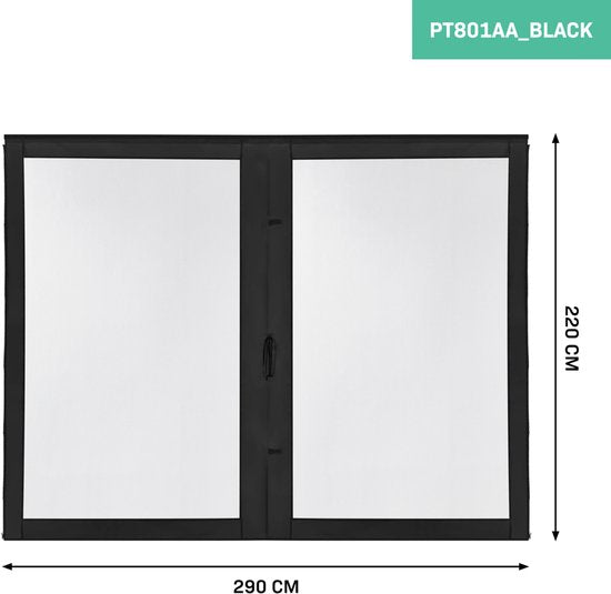 VONROC Zijwanden met Muggennet - Voor Premium Partytent PT501XX - 50+ UV Bescherming - Zwart