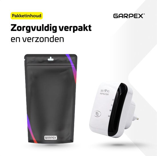 Garpex® WiFi Versterker Stopcontact - Sterk Signaal - 300Mbps - Inclusief Ethernet Kabel - Repeater - 300Mbps