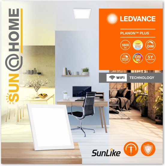 LEDVANCE Armatuur: voor plafond, SunHome Panelen / 2- W, 22-…24- V, stralingshoek: 11-, Tunable White, 22- … 5- K, behuizingsmateriaal: aluminium, IP2-