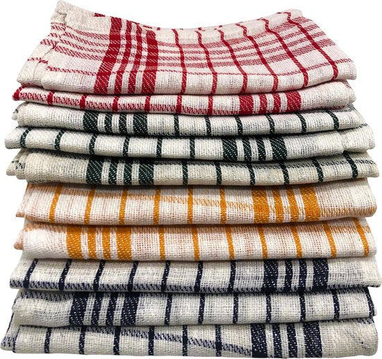 Cenocco Fijn Geweven Katoenen Keukendoekenset - Vintage Plaid - 10 stuks