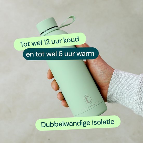Castagnola Waterfles - RVS Drinkfles 500 ML - Stalen Thermosfles - Drinkflessen voor Volwassenen - Dubbelwandig - Groen