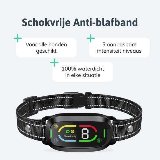 Dutchwide Anti-blafband Pro - 100% waterdicht - Trainingshalsband voor honden - Met anti blaf apparaat - Geschikt voor kleine en grote honden - Hondentraining hulpmiddel