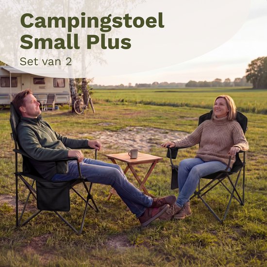 TRVLMORE Campingstoelen XXL - Opvouwbaar - 2-Pack - 160KG Draagvermogen - Incl. Draagtas - Klapstoel - Visstoel - Kampeerstoel - Vouwstoel - Zwart