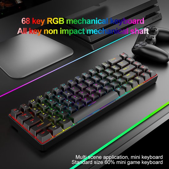 ZIYOU LANG T8 RGB Mechanisch 68Keys gaming toetsenbord - Windows/Mac game toetsenbord - Blue Switch - Mechanical Keyboard - Pink