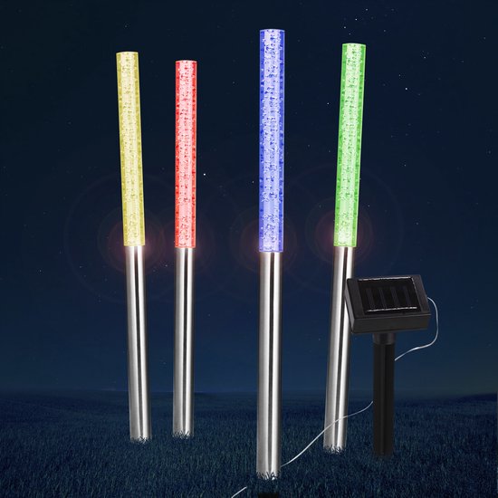 Monzana Tuinlamp - Zonne energie Set van 4 Schemersensor IP44 - Multicolor