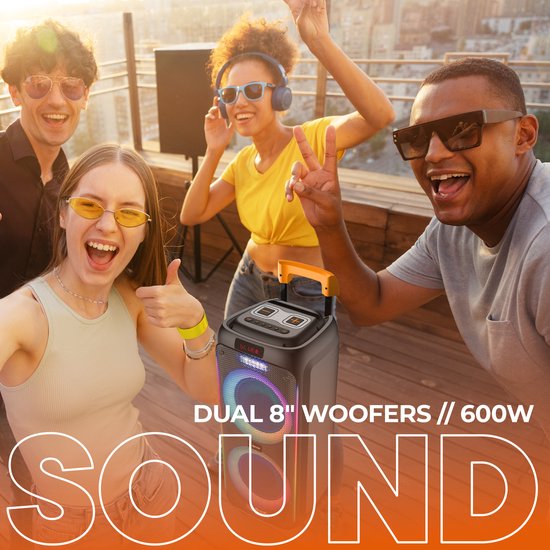 Denver Bluetooth Speaker Party Box - Discolichten - Partybox - Incl. Microfoon - Micro SD / USB / AUX - TSP456