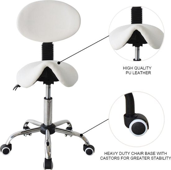 Zadelkruk ergonomisch rugleuning kantelbaar - kapperskruk - tabouret - hoogte verstelbaar