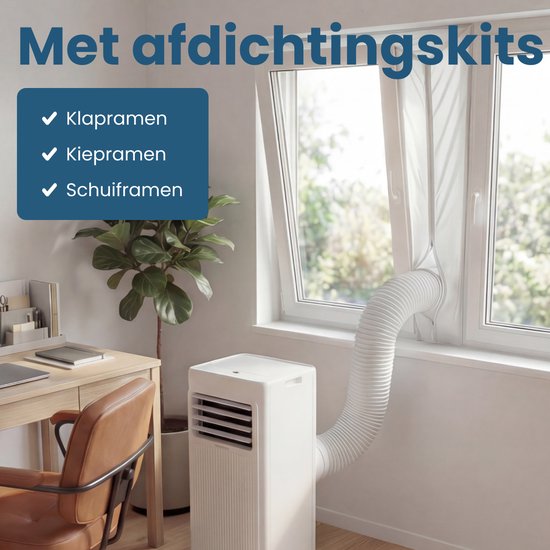 Auronic Mobiele Airco - 7.000 BTU - 3-in-1 - Airconditioning met 2 Raamafdichtingskits - Ventilator - Ontvochtiger - tot 20m² koelen - Wit