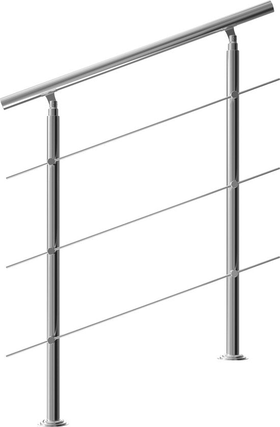 Monzana Trapleuning 100 cm - Met 3 Spijlen – Roestvrijstaal