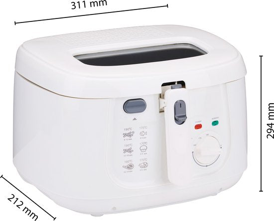 alpina Frituurpan 2.5 Liter - Friteuse met Deksel - 1800W - Wit - 31.10x29.40x21.20 cm